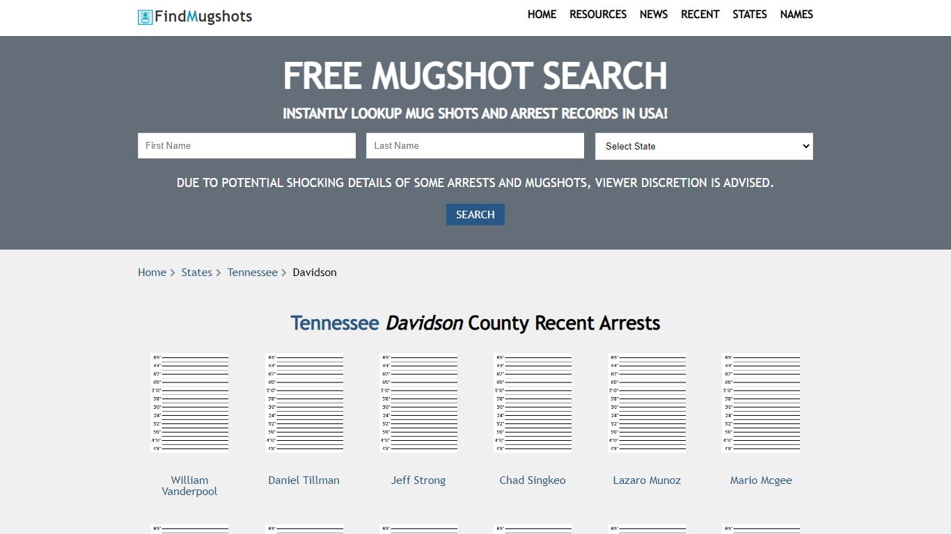 Find Davidson Tennessee Mugshots - Find Mugshots