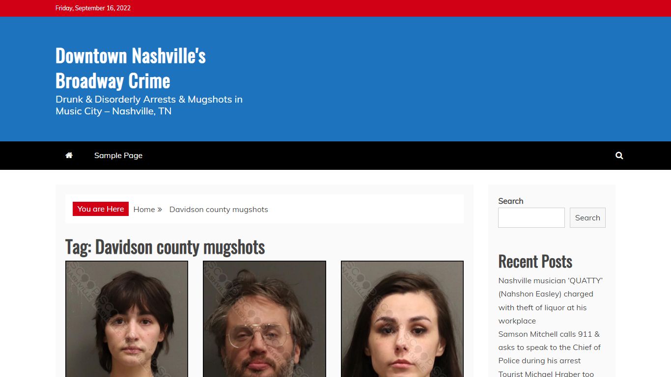 Davidson county mugshots – Downtown Nashville's Broadway Crime